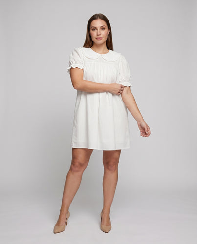 Damen lässiges Hemdkleid mit Rüschendetails und klassischem Kragen EB