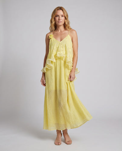 Damen luftiges Maxikleid mit eleganten Rüschendetails EB