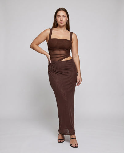 Damen Maxikleid mit elegantem Raffung und figurbetontem Schnitt EB
