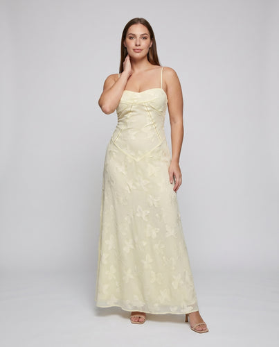Damen Maxikleid mit feinen Trägern und floralem Design EB