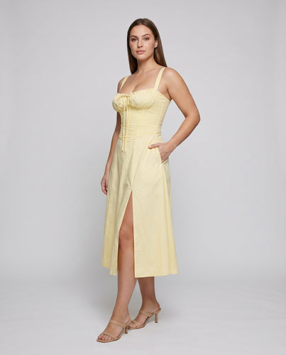 Damen Maxikleid mit raffinierten Rüschendetails und tiefem Ausschnitt EB
