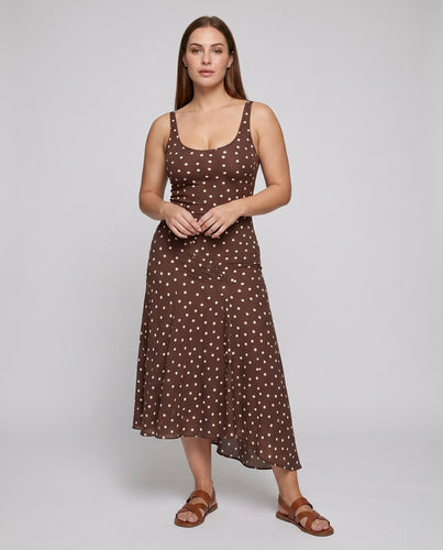 Damen Maxikleid mit verspieltem Punktedesign und fließendem Schnitt EB