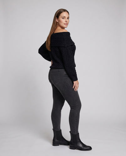 Damen Oversize-Strickpullover mit schulterfreiem Design und voluminösen Ärmeln EB