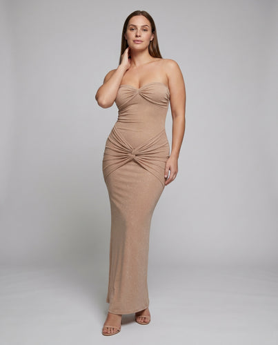 Damen schulterfreies Abendkleid mit raffiniertem Raffung und Haarband EB