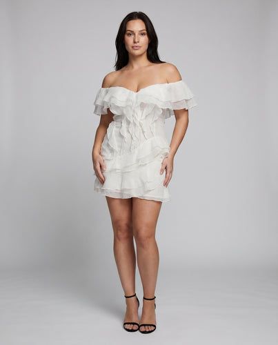 Damen Sommerkleid mit voluminösen Rüschendetails EB