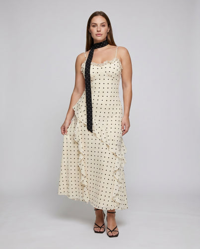 Damen Sommerliche Maxikleid mit Punkten EB