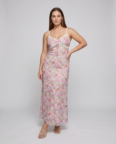 Damen Sommerliches Maxikleid mit zartem Blumenmuster und verführerischem Schnitt EB