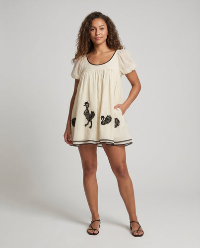 Damen verspieltes Sommerkleid mit liebevollen Tierstickereien EB