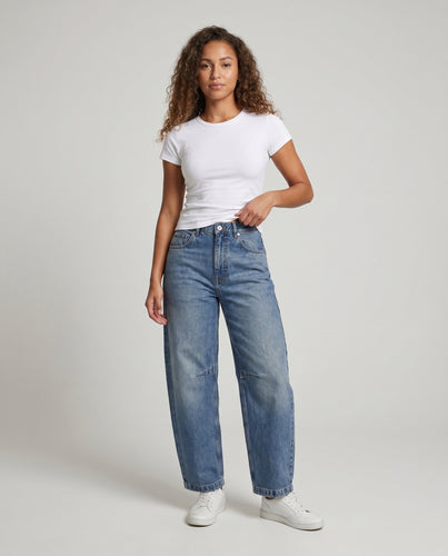 Damen Weite Schlagjeans mit hohem Bund und lässigem Schnitt EB