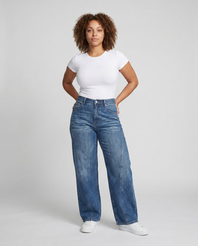 Damen Boyfriend Jeans mit weitem Schnitt und Vintage-Optik EB
