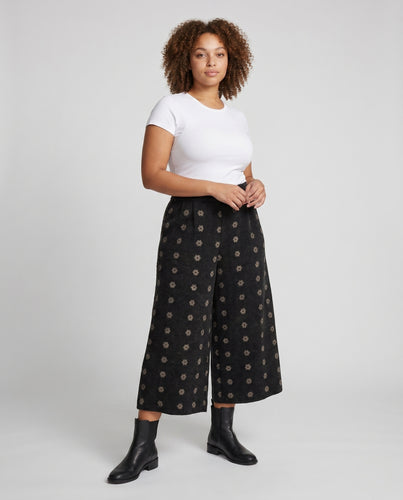 Damen Elegante Midi-Hose mit floralem Muster und weitem Schnitt EB