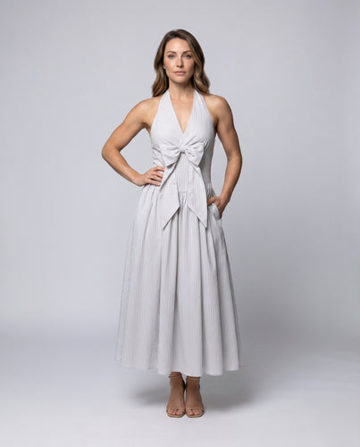 Damen Elegantes und luftiges Sommerkleid mit Schleifendetail EB