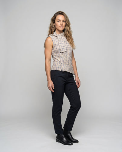 Damen Hemd mit asymmetrischem Kragen und dekorativem Schal EB