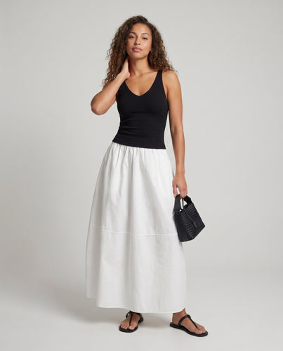 Damen Langes Maxi-Rock mit voluminösem Schnitt und elastischem Bund EB