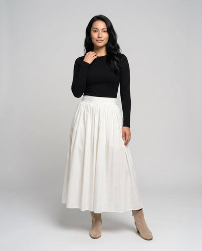 Damen, lässiger Midi-Rock mit hoher Taille und voluminösem Schnitt EB