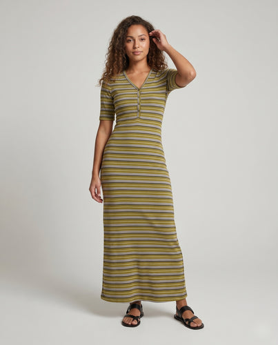 Damen Maxikleid mit modischem Streifenmuster EB