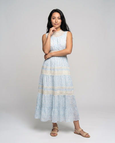 Damen Maxikleid mit raffinierten Rüschendetails und eleganter Spitzenverzierung EB