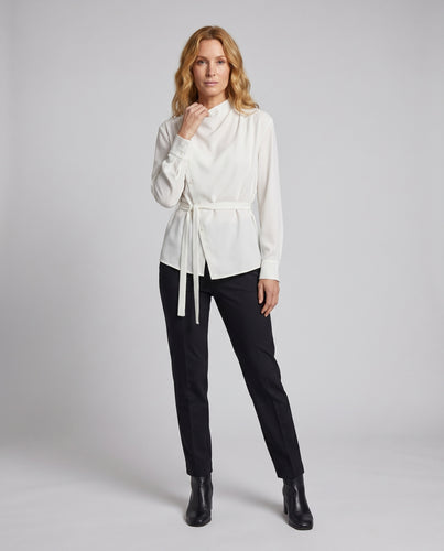 Damen schicke Bluse mit eleganter Drapierung EB