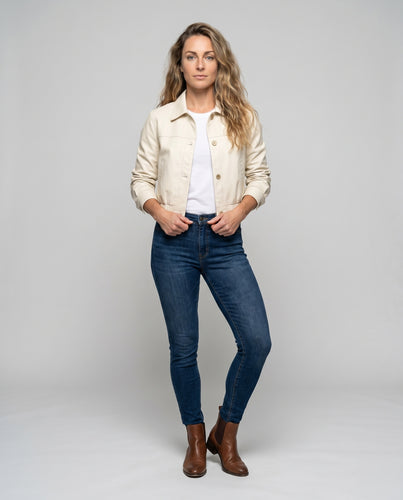 Damen Cargojacke mit elastischem Bund und modischen Knopfdetails EB
