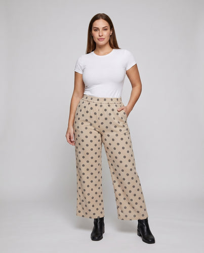 Damen Elastische Hochwasserhose mit Punktmuster EB