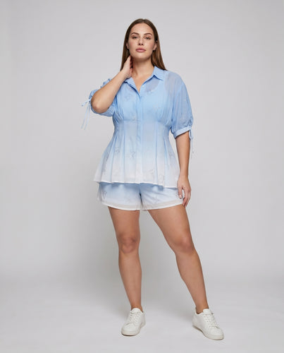 Damen Elegant geschnittenes Blusenset mit leuchtendem Sternenmuster EB