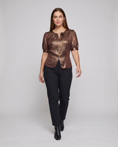 Damen Elegante Bluse mit edlen Akzenten und strukturierter Oberfläche EB