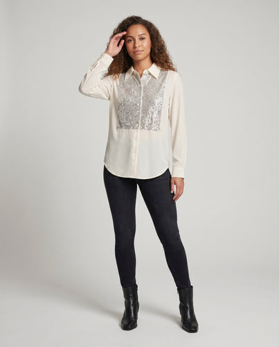 Damen elegante Bluse mit Glitzerdetails EB