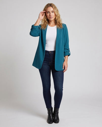 Damen Eleganter Blazer mit seidigem Finish und lockerer Passform EB