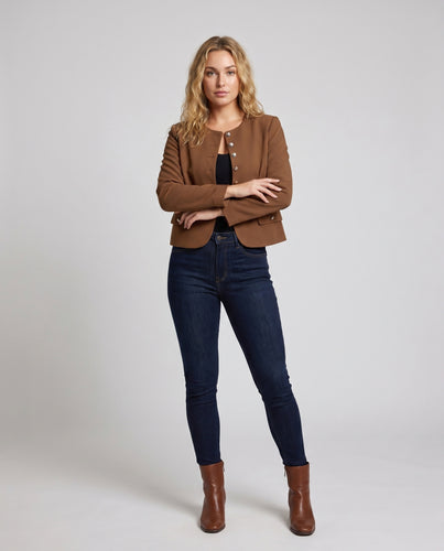 Damen Eleganter Casual-Blazer mit goldenen Knopfdetails EB