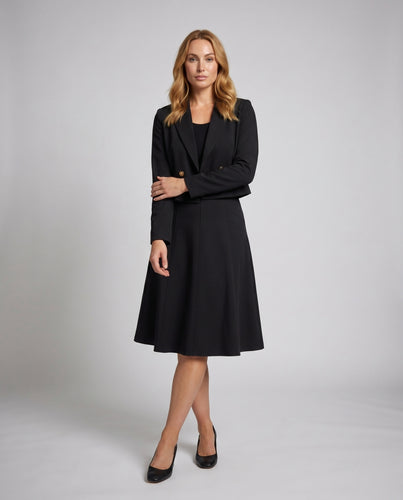 Damen Elegantes Blazer-Kleid mit schwingendem Rock und taillierter Schnitt EB