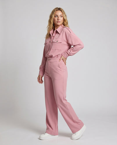 Damen Elegantes Einteiler-Jumpsuit mit goldenen Knöpfen und seitlichen Taschen EB