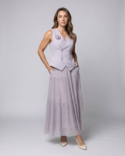 Damen Elegantes Plisseekleid mit tailliertem Blazer-Schnitt EB