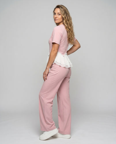 Damen Elegantes und modernes Ensemble mit Rüschendetails und weitem Bein EB