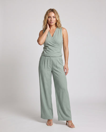 Damen Elegantes Wickeloberteil mit weitem Bein und fließendem Schnitt EB