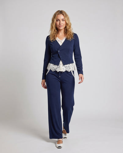 Damen Elegantes Zweiteiler-Set mit feiner Spitze und tailliertem Blazer EB