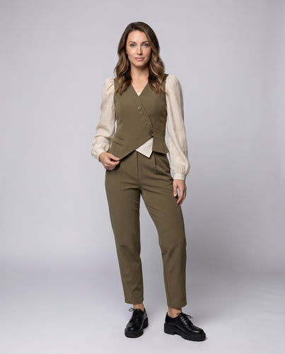 Damen modische Blazer-Weste mit Puffärmeln und klassischem Schnitt EB