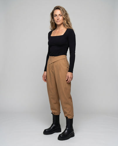 Damen Modische Chinohose mit elastischem Bund und praktischen Taschen EB