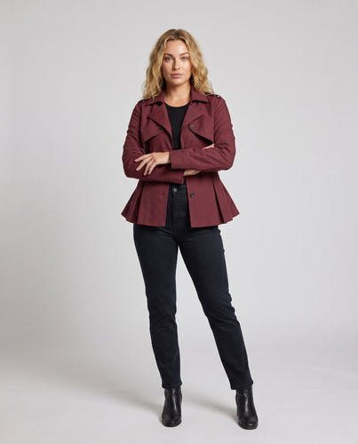 Damen Modische Trenchjacke mit asymmetrischem Schnitt und dekorativen Knöpfen EB
