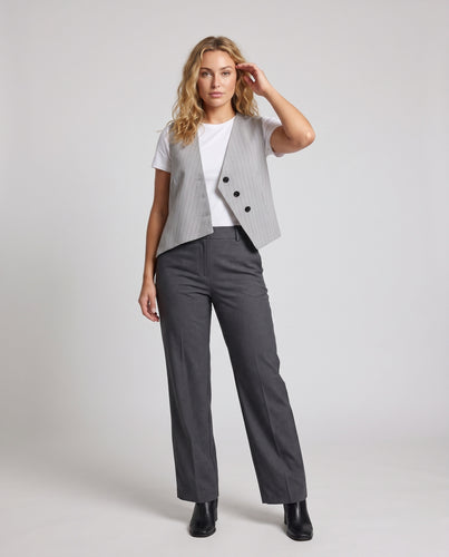 Damen Modische Weste mit asymmetrischem Schnitt und Knopfdetails EB
