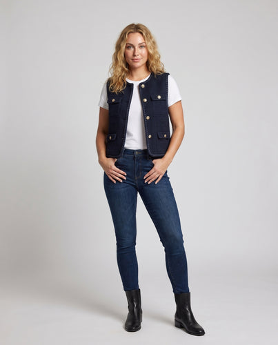 Damen Modische Weste mit dekorativen Knopfdetails und aufgesetzten Taschen EB