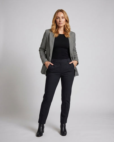 Damen Modischer Blazer mit Shorts im Karomuster EB