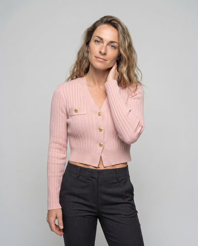 Damen Strickjacke mit Knopfdetails und strukturiertem Design EB