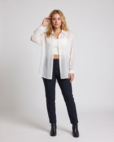Damen Transparente Bluse mit feinen Rüschendetails und lässigem Schnitt EB