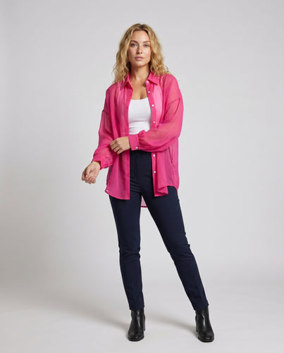 Damen Transparente Bluse mit lässigem Schnitt und eleganten Details EB