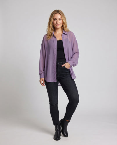 Damen Transparente Bluse mit strukturiertem Design EB