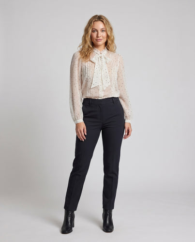 Damen Verspielte Bluse mit Rüschendetails und Polka-Dots EB