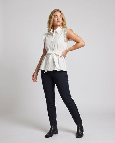 Damen Verspielte Bluse mit Rüschendetails und tailliertem Schnitt EB