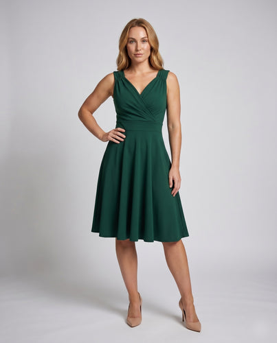 Damen A-Linien Kleid mit Wickeldetail und eleganter Taillierung EB