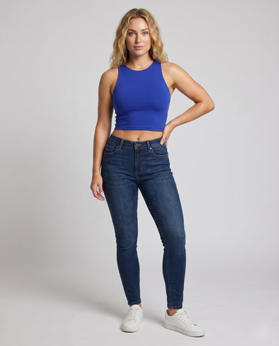 Damen Cropped Top mit hohem Hals und körpernahem Schnitt EB