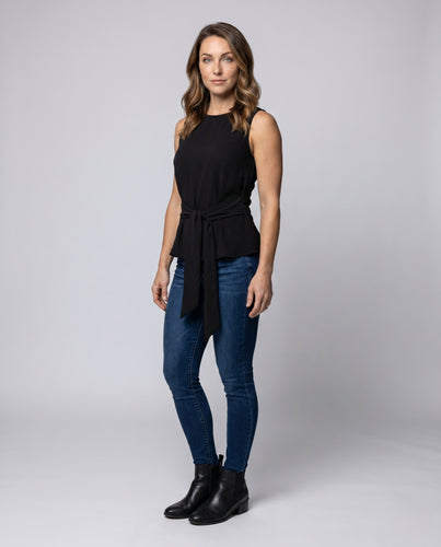 Damen Elegantes Peplum-Top mit Bindegürtel EB